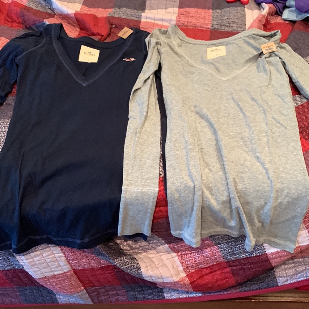 2 Hollister tshirts- long sleeve size S